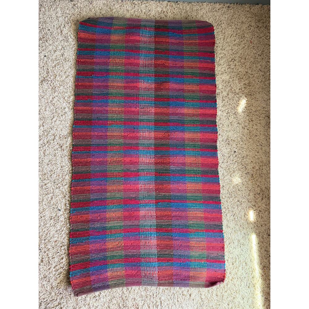 Multicolor Braided Chindi Small Area Rug 49x26 Kitchen Bathroom Colorful Hippie